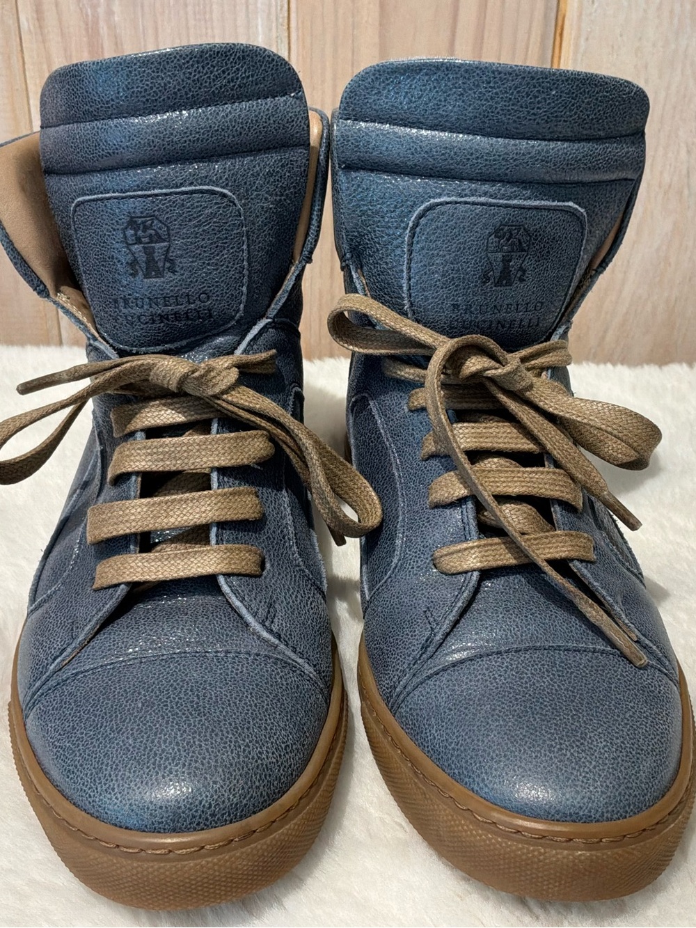Brunello Cucinelli Blue High-Top Sneakers